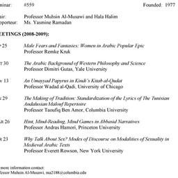 Schedules. Arabic Studies, ...