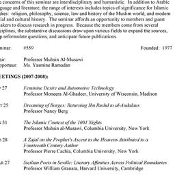 Schedules. Arabic Studies, ...