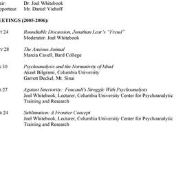 Schedules. Psychoanalytic S...