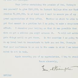Typed letter signed to Andr...