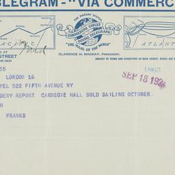 Telegram to Frederick P. Ke...