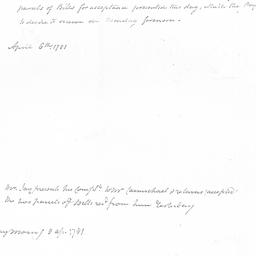 [Document, 1781 April 6-8]