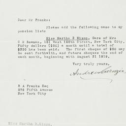 Typed letter, signed, to Ro...