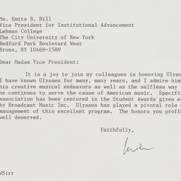 Letter from William Schuman...