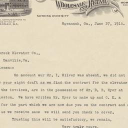 I. Silver & Bros.. Letter
