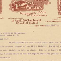 Chas. Weiland. Letter