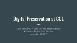 thumbnail for Digital Preservation at CUL.pdf