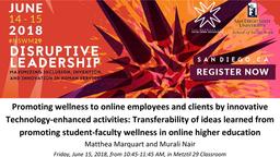 thumbnail for NSWM 2018_Marquart and Nair_Promoting wellness to online employees and clients via innovative technology-enhanced activities.pdf