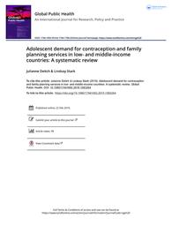 thumbnail for Adolescent demand for contraception and family planning services in low and middle income countries A systematic review.pdf