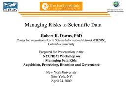 thumbnail for Downs-ManagingRisksSciData20090424.pdf