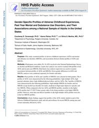 thumbnail for Cavanaugh_Gender-specific profiles of adverse childhood experiences, past year mental and substance use disorders, and their associations among a national sample of adults in the United States..pdf