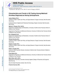 thumbnail for Characteristics and Trends in HIV Testing among Medicaid Enrollees Diagnosed with Schizophrenia.pdf