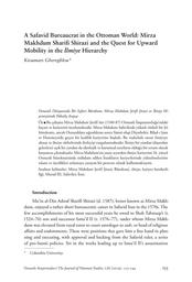 thumbnail for A Safavid Bureaucrat in the Ottoman World Mirza Makhdum Sharifi Shirazi and the Quest for Upward Mobility in the İlmiye Hierarchy.pdf