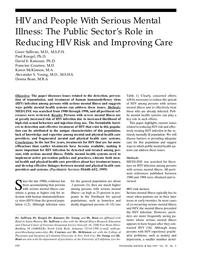 thumbnail for HIV and people with serious mental illness-the public sector's role in reducing HIV risk and improving care.pdf