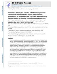 thumbnail for Wall_Prevalence of marijuana use does not differentially increase among youth after states pass medical marijuana laws Commentary on and reanalysis of US National Survey on Drug Use in Households dat.pdf
