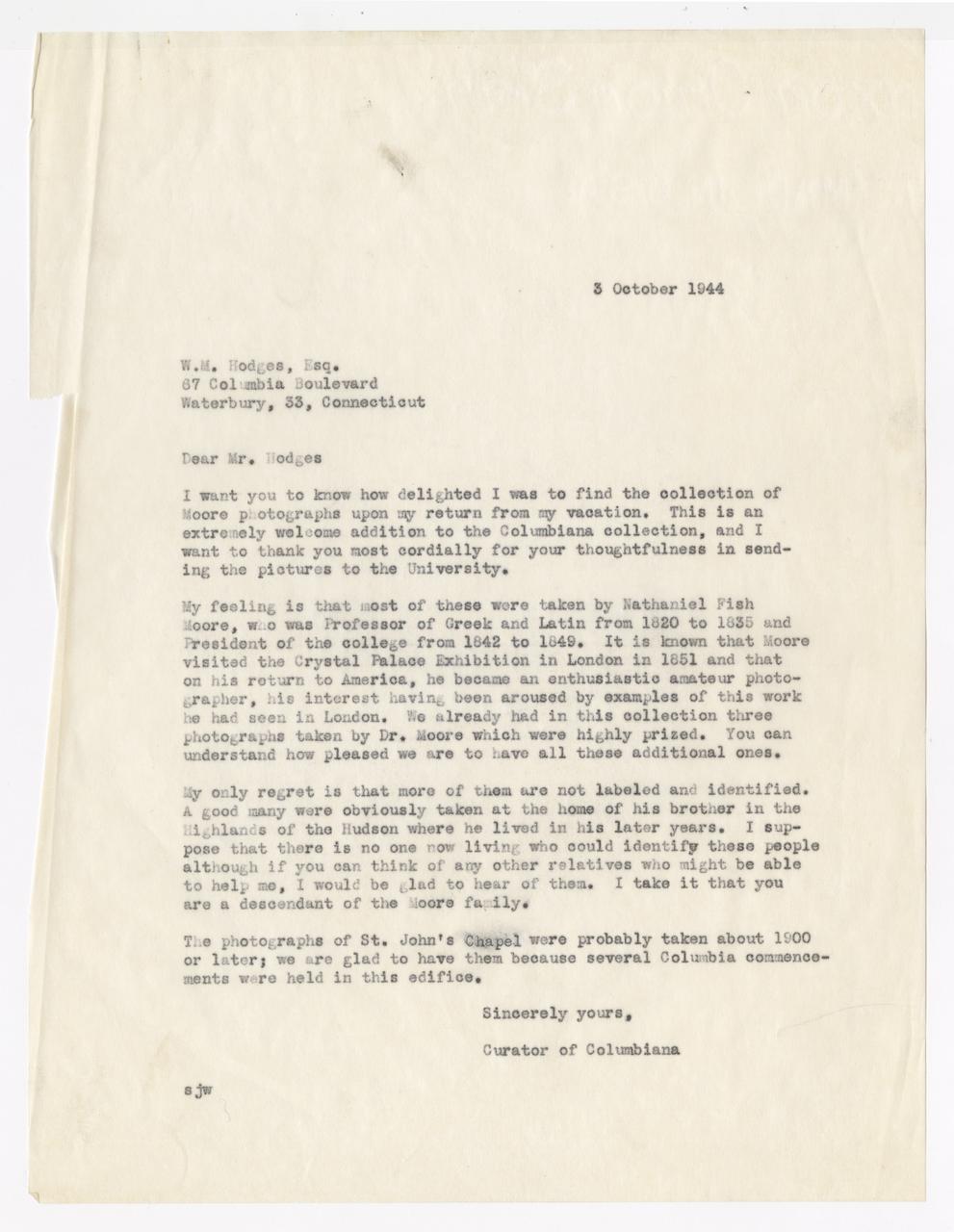 Typed letter.