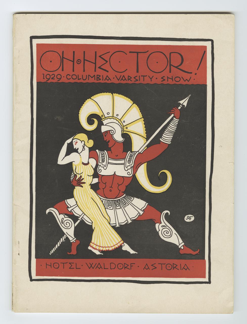 Cover of Oh, Hektor program with an ancient Greek warrior holding a woman.